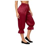 iEFiEL Donna Pantaloncini Ampi Pantaloni Capri A Palloncino da Vichinghi Borgogna M