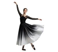 iEFiEL Donna Vestiti Ballo Sala Donne Vestito Danza Lirica Maniche Lunghe | Comodo,Gonna Danza Lunga E Fluttuante,Recital Scenico Valzer Sala Ballo,Spettacolo Sul Palco,Moderna,Di,Cha Cha,Costume Da