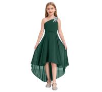 iEFiEL Elegante Abito da Principessa Bambina Ragazza Vestito Cerimonia da Damigella d'Onore Cocktail Festa di Compleanno Sposa Nozze VL Verde Scuro 11-12 Anni