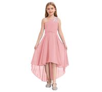 iEFiEL Elegante Abito da Principessa Bambina Ragazza Vestito Cerimonia da Damigella d'Onore Cocktail Festa di Compleanno Sposa Nozze Rosa 13-14 Anni