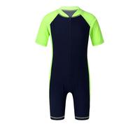 iEFiEL Muta da Sub Immersione Bambino Muta Shorty in Neoprene Maniche Corte Tuta Intero da Bagno per Surfing Sport Acquatici Snorkeling Costume da Bagno Mare Piscina Navy Blue&Fluorescen 7-8 Anni