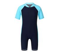 iEFiEL Muta da Sub Immersione Bambino Muta Shorty in Neoprene Maniche Corte Tuta Intero da Bagno per Surfing Sport Acquatici Snorkeling Costume da Bagno Mare Piscina Blu Navy e Blu Cielo 16 Anni