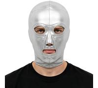 iEFiEL Protezione La Testa La Lotta Maschera Lucha Libre Maschera In Pelle Che Copre Interamente Il Viso Maschere Lotta Professionale Rave Argento Taglia unica