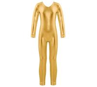 iEFiEL Tuta Intera Lunga Ballo Bambina Senza Manica/Maniche Lunghe Lucido Metallizzato Leotard da Balletto Body da Danza Classica Ginnastica Yoga 3-14 Anni Gold- 10 Anni