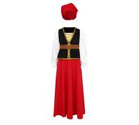 iEFiEL Vestito Tradizionale Bavarese per Bambine Costume Dirndl con Gilet e Fazzoletto per Festa della Birra e Halloween Rosso 7-8 anni