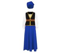iEFiEL Vestito Tradizionale Bavarese per Bambine Costume Dirndl con Gilet e Fazzoletto per Festa della Birra e Halloween Blu 9-10 anni