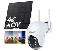 ieGeek 24/7 Registrazione AOV 4G LTE Telecamera Esterno con SIM Senza WiFi, 2K, Rilevamento AI, Tracciamento Auto, Visione Notturna 30m, Micro SD 512GB, 5W Pannello Solare, 10000mAh Batteria, IP65