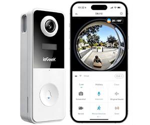 ieGeek 2K 3MP Videocitofono Wifi con 180° Angolo Visuale, Videocitofono Senza Fili da Esterno per Casa o Azienda, IP65, Rilevamento Intelligente, Installazione Facile, Visione Notturna, 2,4Ghz