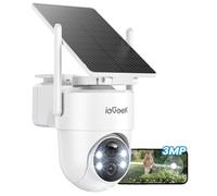 ieGeek 2K Telecamera Wi-Fi Esterno con Pannello Solare, Installazione Flessibile, 355°P 90°T, 5000 mAh, Rilevamento Umano PIR e Allarme, Visione Notturna a Colori, Audio Bidirezionale, IP65, S5