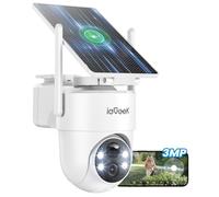 ieGeek 2K Telecamera Wi-Fi Esterno con Pannello Solare, Installazione Flessibile, 355°P 90°T, 5000 mAh, Rilevamento Umano PIR e Allarme, Visione Notturna a Colori, Audio Bidirezionale, IP65, S5