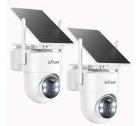 ieGeek 2K Telecamera Wi-Fi Esterno con Pannello Solare, Installazione Flessibile, 355°P 90°T, 5000 mAh, Rilevamento Umano PIR e Allarme, Visione Notturna a Colori, Audio Bidirezionale, IP65, S5 2PCS