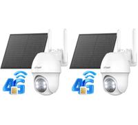 ieGeek 4G LTE Telecamera con SIM con Batteria, 2K 3MP Telecamera 4G con Pannello Solare, Telecamera Esterno Senza Fili, Rilevamento PIR (Confezione da 2)