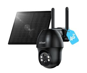 ieGeek 4G Telecamere da Esterno senza Fili, 2K 3MP Telecamera Pannello Solare con Sim, Batteria 10000mAh,PTZ 360°,Rilevamento PIR, Visione Notturna a Colori,IP65,senza WiFi