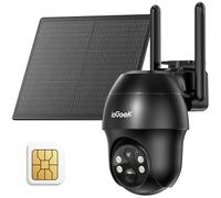 ieGeek Telecamera di Sicurezza 4G LTE con SIM, 2K 3MP, Pannello Solare, Batteria, Visione Notturna a Colori, IP65, Nero