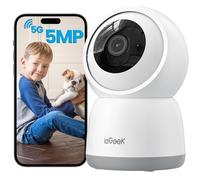 ieGeek 5MP Telecamera WiFi Interno 2,4GHz e 5GHz, Videocamera Sorveglianza con Tracciamento del Movimento, Rotazione a 360° PTZ, Visione Notturna, Audio Bidirezionale, Funziona con Alexa, SC1 Pro