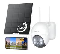 ieG OV Telecamera Pannello Solare 5W con Registrazione 24/7 & Tracciamento Automatico, 2K 360° PTZ Videocamera Wi-Fi Esterno a Batteria 9000mAh, Visione Notturna a 30m, Rilevamento AI, IP65, S7