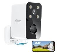 ieGeek Rotazione 180 Gradi Telecamera Wi-Fi Esterno Senza Fili, 2K Videocamera Batteria Interno con Visione Notturna a Colori, Rilevazione di Movimento PIR, Allarme, Audio a 2 Vie, Locale/Cloud, S3
