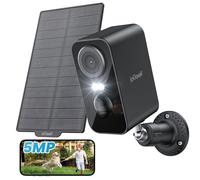 ieGeek Telecamera di sorveglianza da 5 MP, per esterni, Wi-Fi, batteria da 5200 mAh, telecamera di sorveglianza per esterni/interni, rilevamento PIR, visione notturna, audio a 2 vie, faretti