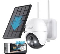 ieGeek Telecamera di sorveglianza WiFi esterna wireless da 5 MP, telecamera solare, telecamera da 360 gradi, rilevamento PIR umano, visione notturna a colori