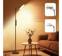IEGLED Lampada da Terra LED Dimmerabile 32W con Telecomando, 2700K-6500K Luce Regolabile, Piantana Moderna con Lampada da Lettura, Ideale per Soggiorno Camera Ufficio, Nero