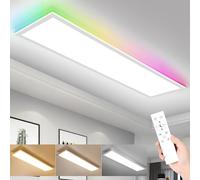 IEGLED Plafoniera LED Soffitto a Pannelli 100x25cm, Design Moderno con Luce RGB e Telecomando, 30W 3300lm Dimmerabile (3000K-6500K) - Per Soggiorno, Camera da Letto, Corridoio - Bianco