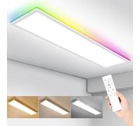 IEGLED Plafoniera LED Soffitto a Pannelli 120x30cm, Design Moderno con Luce RGB e Telecomando, 40W 4400lm Dimmerabile (3000K-6500K) - Per Soggiorno, Camera da Letto, Corridoio - Bianco