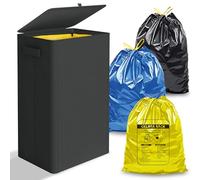 iEGrow Portasacchi Pattumiera da 100 l, con coperchio, supporto per sacchi gialli, design con cerniera per una facile rimozione, contenitore per cucina e casa [senza sacchi della spazzatura]