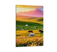 IEJKLUVWX gattotle Sheep Dipinti A Olio steppa Su Tela Decorazioni Poster Soggiorno Camera Da Letto Corridoio Bar La Sala Yoga 12x18inch(30x45cm)