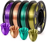 IEMAI PLA Filament 1.75mm, Filamento per Stampante 3D Seta Filamento PLA 1.75mm, Oro Rosa/Viola/Bronzo/Verde Smeraldo 4 x 250g Set