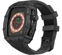 IENYU Kit mod di lusso in acciaio inossidabile con cinturino in silicone a righe, per Apple Wtch 8 49 mm, accessori di ricambio per orologi serie Wtch 8, 49 mm, lunetta in metallo, For 49mm, Agata