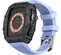 IENYU Kit mod di lusso in acciaio inossidabile con cinturino in silicone a righe, per Apple Wtch 8 49 mm, accessori di ricambio per orologi serie Wtch 8, 49 mm, lunetta in metallo, For 49mm, Agata