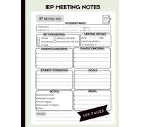 IEP MEETING NOTES NOTEBOOK: For Special Education Teacher | School Psychologist Planner and Case Managers |