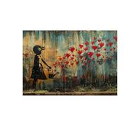 IEPOZWA Poster Stampa Artistica Su Tela per ufficio bar, Ragazza astratta e cuore d'amore Banksy Style Quadri Da Parete Sulla Barella Murale XXL Immagine - 50x70cm Non incorniciato