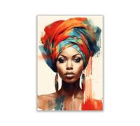 IEPOZWA Quadro Etnico Moderno Arte Africana, Regina Nera Tema Etnico Dipinti Donna Decorativo Arte della Parete Stampe su Tela e Poster Ufficio Soggiorno - 20x30cm Non incorniciato