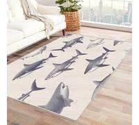 IEPOZWA Tappeto Antiscivolo con Stampa Foglie e Rami Pescecane Per Soggiorno, Sala Da Pranzo, Camera Degli Ospiti, Antiscivolo, Resistente, Pratico(Cenere)-150x180cm