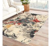 IEPOZWA Tappeto con Forme Organiche e Contrasti Cromatici Astratto Tappeto Salotto,Design Moderno Lavabile cucina, soggiorno Lavable(Bianco)-90x150cm