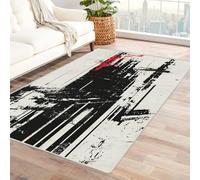 IEPOZWA Tappeto con Forme Organiche e Contrasti Cromatici Blocchi Neri Tappeto Per Interni, Lavabile, Morbido, Resistente, Per Animali Domestici(Nero)-150x210cm