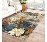 IEPOZWA Tappeto con Forme Organiche e Contrasti Cromatici Fiore Tappeto Per Interni, Lavabile, Morbido, Resistente, Per Animali Domestici(Bianco)-90x120cm