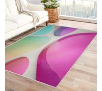 IEPOZWA Tappeto con Forme Organiche e Contrasti Cromatici Onde Colorate Per Studio, Soggiorno, Zona Pranzo, Antiscivolo, A Pelo Corto, Non Sfila(Rosa)-120x150cm