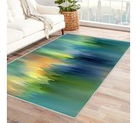 IEPOZWA Tappeto con Pattern Astratto e Gioco di Colori Poema Per Zona Relax, Sala, Ingresso, Antiscivolo, A Pelo Corto, Non Sfila(Blu)-150x180cm