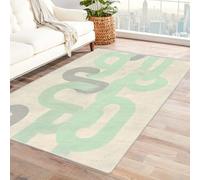 IEPOZWA Tappeto con Stampa Astratta e Effetto Vibrante Poema Per Ufficio, Studio, Ingresso, Antiscivolo, Lavabile, Durevole, Decorativo(Bianco)-150x180cm