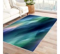 IEPOZWA Tappeto con Stampa Moderna e Trama Irregolare Poema Per Camera Degli Ospiti, Studio, Sala, Antiscivolo, Facile Da Pulire(Blu)-150x180cm