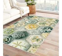 IEPOZWA Tappeto Contemporaneo a Tema Naturale Piume Di Pavone Per Cucina, Bagno, Corridoio, Antiscivolo, Impermeabile, Pratico(Bianco)-120x180cm