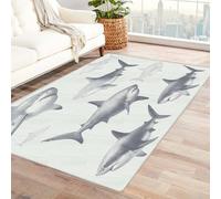 IEPOZWA Tappeto Lavabile con Motivi Erba e Petali Pescecane Tappeto Per Interni, A Pelo Corto, Non Sfila, Morbido, Per Aree Ad Alto Traffico(Cenere)-210x300cm