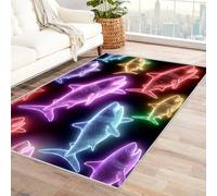 IEPOZWA Tappeto Resistente con Stampa Onde e Sabbia Pescecane Tappeto Per Balcone, Terrazza, Giardino, Resistente, Morbido, Facile Da Pulire(Colore)-90x150cm