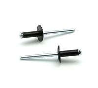 IERO - Rivetti a FIORE Verniciati NERO RAL 9005 Alluminio/Acciaio Testa Larga 14mm 4.8x25.0mm - Box da 250 pezzi