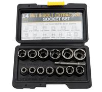 Ieron 14 Pezzi Set di Estrattori per Bulloni Strumento per la Rimozione di Dadi di Bloccaggio della Ruota Set di Bussole a Impatto da 3/8" e Estrattore per Bulloni Arrotondati