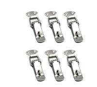 ieron 6 chiusure a levetta a levetta, 58 mm, in acciaio inox, caricato a molla, per cassette, cassette degli attrezzi, cassetti, armadietti, cassettiere, scatole da petto, argento