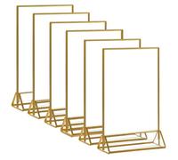 Ieron 6 pz Porta Insegne Oro A5 Supporto da Tavolo per Menu in Acrilico 15 cm X 21 cm Espositore Verticale Bifacciale per Volantini per Numero di Tavolo di Nozze Ristorante Insegna Foto Display