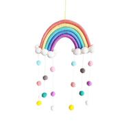 Ieron Arazzo Arcobaleno Nuvole in Macramè, Decorazione da Appendere Fatta a Mano con Corde Intrecciate, Pom-Pom, Sfere di Feltro Tessute, Decorazione da Parete per Cameretta, Decorazione Carina per la